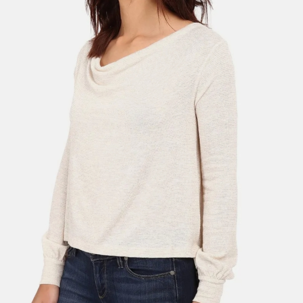 Free People Palmer Shimmer Cowl Neck Top - Picture 1 of 8